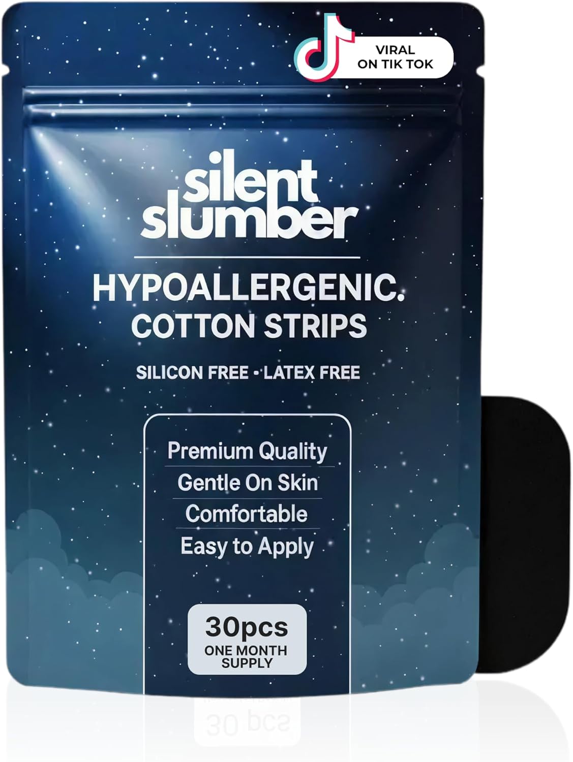 Silent Slumber Mouth Tape - Pure Cotton - Black